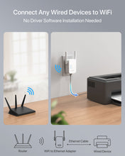 Carica l'immagine nel visualizzatore di Gallery, ioGiant WiFi to Ethernet Adapter Connects to a WiFi Router and Delivers Wired Connection for an Ethernet-only Device Works as a WiFi Bridge Easy to Use No Driver Software Is Needed